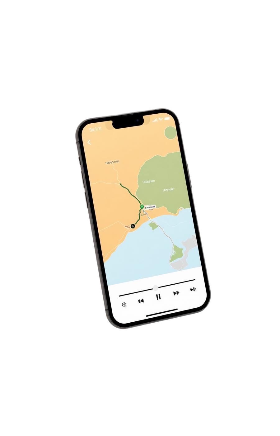 Chako Tours app showing a GPS route and audio player